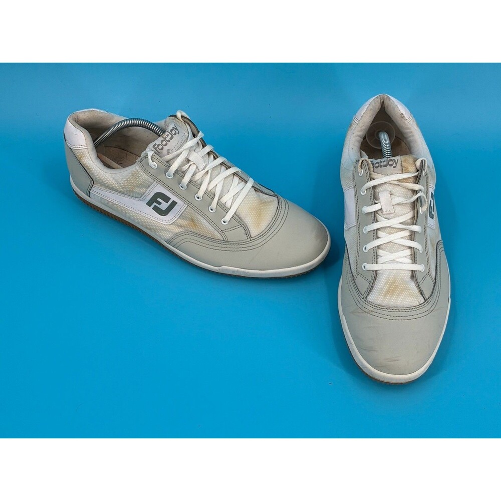 FootJoy GreenJoys 45375 Men’s 11.5 M White Gray Spikeless Golf Shoes Gum Sole